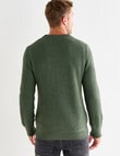 Gasoline Aspen Waffle Crew Jumper, Green product photo View 02 S