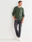 Gasoline Aspen Waffle Crew Jumper, Green product photo View 03 S