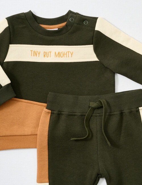 Teeny Weeny Spliced Fleece Track Suit Set, 2-Piece, Racing Green product photo View 02 L