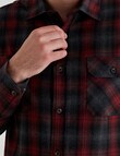 Chisel Long Sleeve Flannel Shirt, Dark Red product photo View 04 S