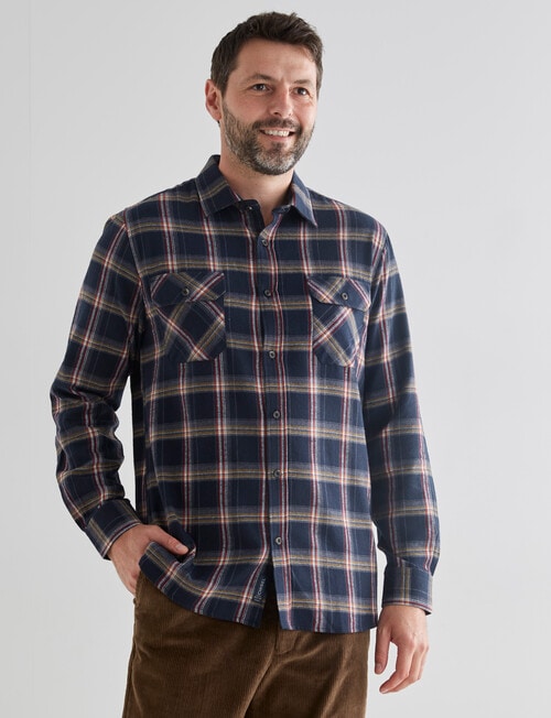 Chisel Long Sleeve Flannel Shirt, Dark Blue product photo View 05 L
