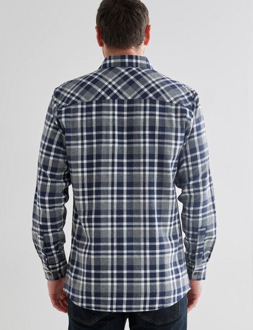 Chisel Long Sleeve Flannel Shirt, Navy product photo View 02 L