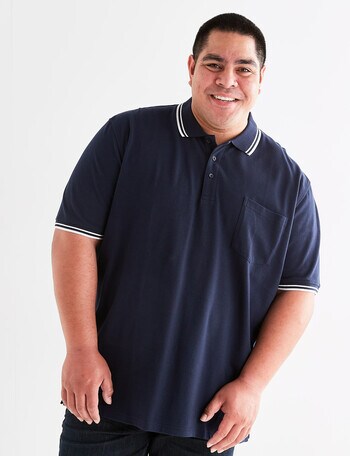 Chisel King Size Tipped Polo Shirt, Navy product photo