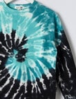 Mac & Ellie Tie Dye Crew Sweatshirt, Aqua product photo View 03 S