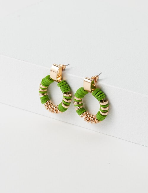 Whistle Accessories Circle Beaded Earrings, Jade product photo