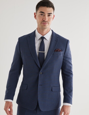 Laidlaw + Leeds Tailored Multi Houndstooth Suit Jacket, Navy product photo