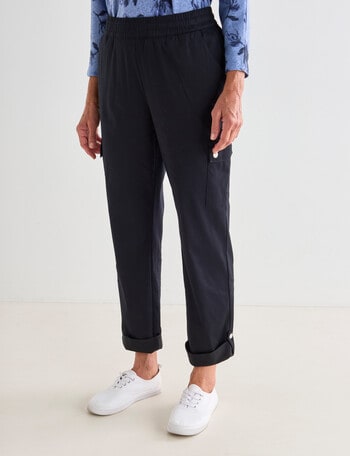 Ella J Tie Front Relaxed Pant, Black product photo