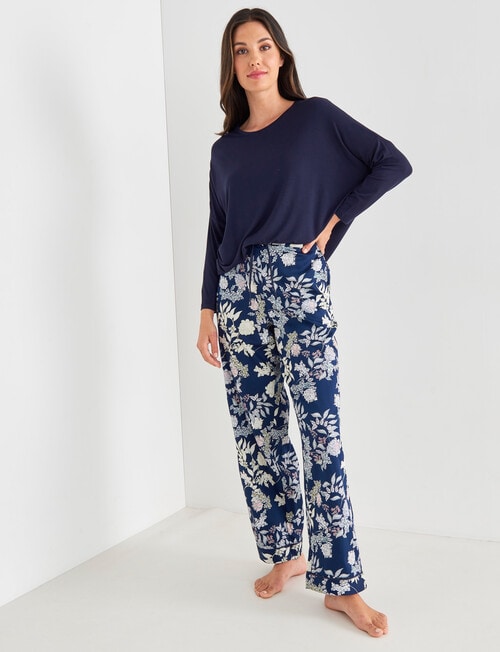 Whistle Sleep Cotton Sateen Pant, Navy Print product photo View 03 L