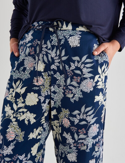 Whistle Sleep Cotton Sateen Pant, Navy Print product photo View 04 L