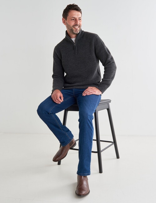 Chisel 1/4 Zip Textured Sweater, Charcoal Marle product photo View 03 L