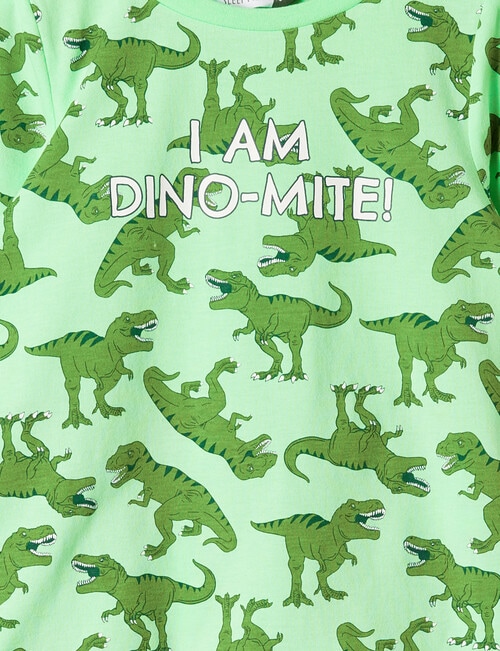 Sleep Mode I Am DinoMite Knit Long Pyjama Set, Bright Lime product photo View 02 L