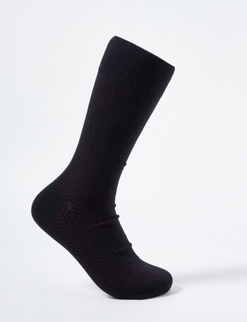Laidlaw + Leeds Block Print Dress Sock, Burgundy product photo