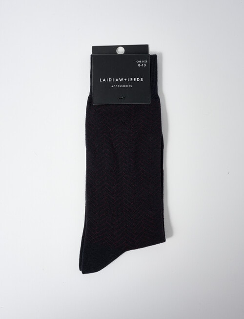Laidlaw + Leeds Block Print Dress Sock, Burgundy product photo View 02 L