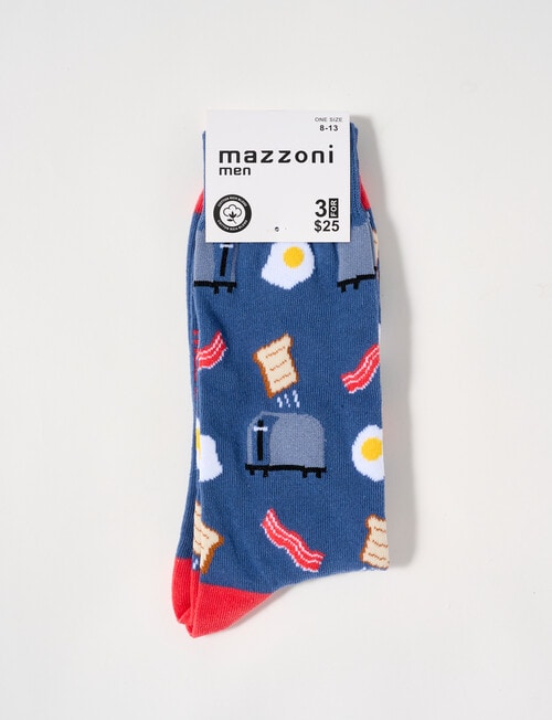 Mazzoni Cotton-Blend Breakfast Dress Sock, Blue product photo View 02 L