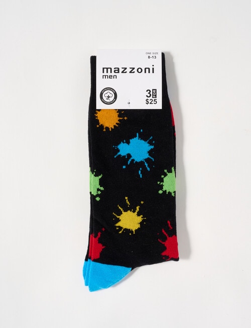 Mazzoni Cotton-Blend Paint Splatter Dress Sock, Black product photo View 02 L