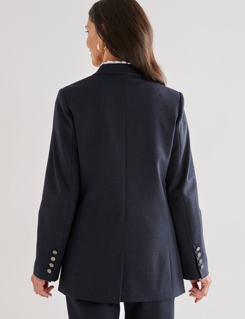Ella J Double Breasted Ponte Blazer, Navy Marle product photo View 02 L