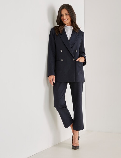 Ella J Double Breasted Ponte Blazer, Navy Marle product photo View 03 L