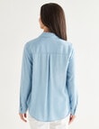 Ella J Classic Chambray Shirt, Blue product photo View 02 S