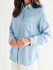Ella J Classic Chambray Shirt, Blue product photo View 04 S