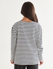 Ella J Long Sleeve Striped Top, Navy & Ivory product photo View 02 S