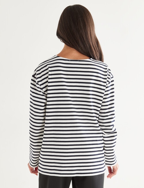 Ella J Long Sleeve Striped Top, Navy & Ivory product photo View 02 L
