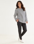 Ella J Long Sleeve Striped Top, Navy & Ivory product photo View 03 S