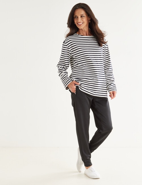 Ella J Long Sleeve Striped Top, Navy & Ivory product photo View 03 L