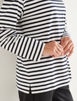 Ella J Long Sleeve Striped Top, Navy & Ivory product photo View 04 S