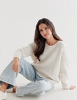 Whistle Long Sleeve Rib Shoulder Sweater, Cream Marle product photo View 03 S