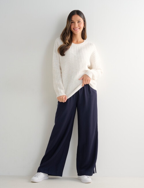 Whistle Rib Drop Shoulder Sweater, Cream product photo View 03 L