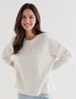 Whistle Long Sleeve Rib Shoulder Sweater, Cream Marle product photo View 04 S