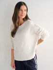Whistle Rib Drop Shoulder Sweater, Cream product photo View 05 S