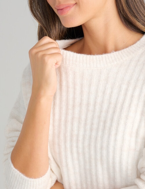 Whistle Rib Drop Shoulder Sweater, Cream product photo View 06 L