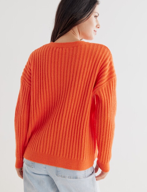 Whistle Long Sleeve Rib Shoulder Sweater, Mango Marle product photo View 02 L