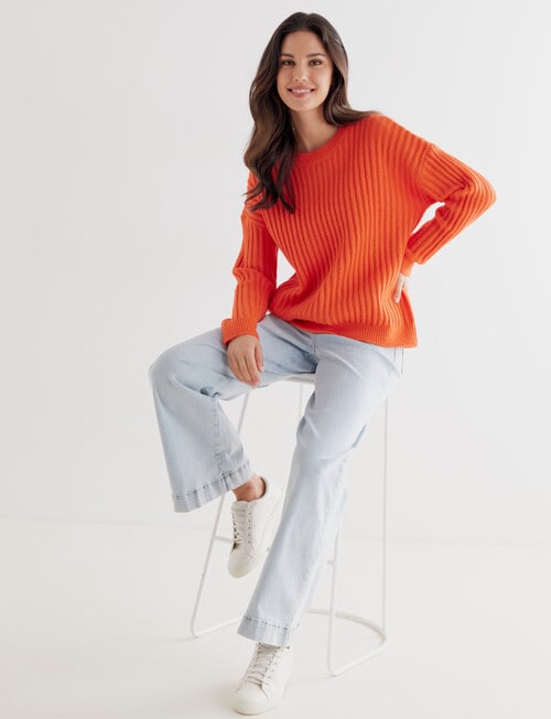 Whistle Long Sleeve Rib Shoulder Sweater, Mango Marle product photo View 03 L