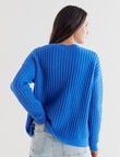 Whistle Long Sleeve Rib Shoulder Sweater, Blue Marle product photo View 02 S