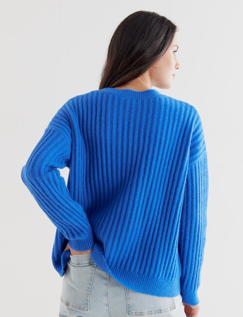 Whistle Long Sleeve Rib Shoulder Sweater, Blue Marle product photo View 02 L