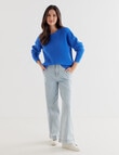 Whistle Long Sleeve Rib Shoulder Sweater, Blue Marle product photo View 03 S