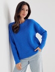Whistle Long Sleeve Rib Shoulder Sweater, Blue Marle product photo View 04 S
