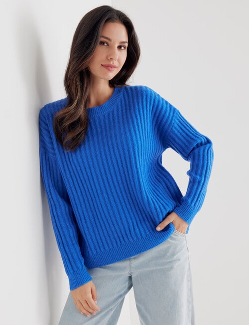 Whistle Long Sleeve Rib Shoulder Sweater, Blue Marle product photo View 04 L