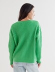 Whistle Long Sleeve Rib Shoulder Sweater, Green Marle product photo View 02 S