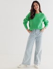 Whistle Long Sleeve Rib Shoulder Sweater, Green Marle product photo View 03 S