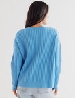 Whistle Rib Long Sleeve Drop Shoulder Sweater, Aqua Marle product photo View 02 S
