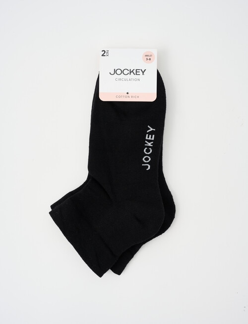 Jockey Woman Fine Circulation Anklet Sock, 2-Pack, Black, 3-11 product photo View 02 L