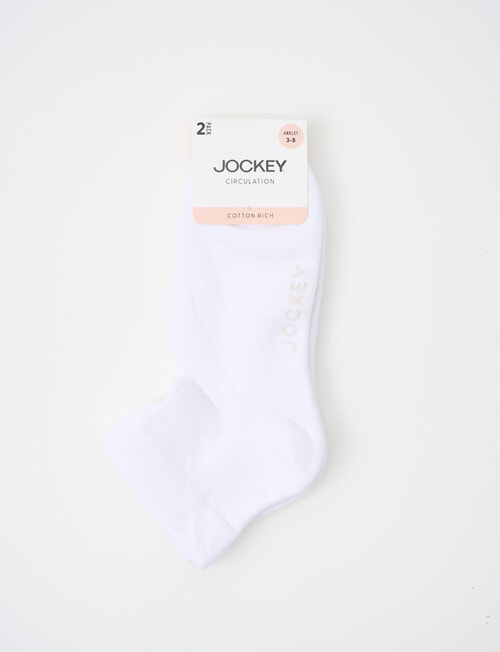 Jockey Woman Fine Circulation Anklet Sock, 2-Pack, White, 3-11 product photo View 02 L
