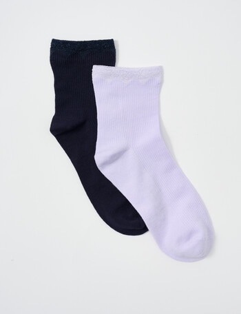 Jockey Woman Liberty Anklet Socks, 2-Pack, Lavender & Mccool, 3-11 product photo