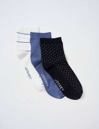 Jockey Woman Cotton Anklet Socks, 3-Pack, Blue, Lavender & Mccool, 3-11 product photo