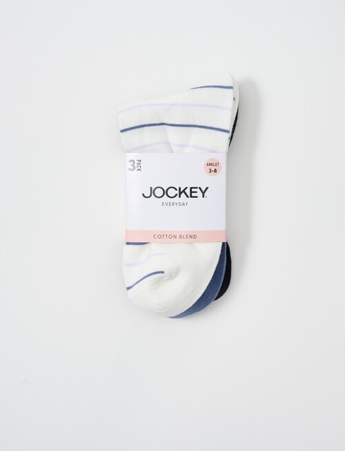 Jockey Woman Cotton Anklet Socks, 3-Pack, Blue, Lavender & Mccool, 3-11 product photo View 02 L