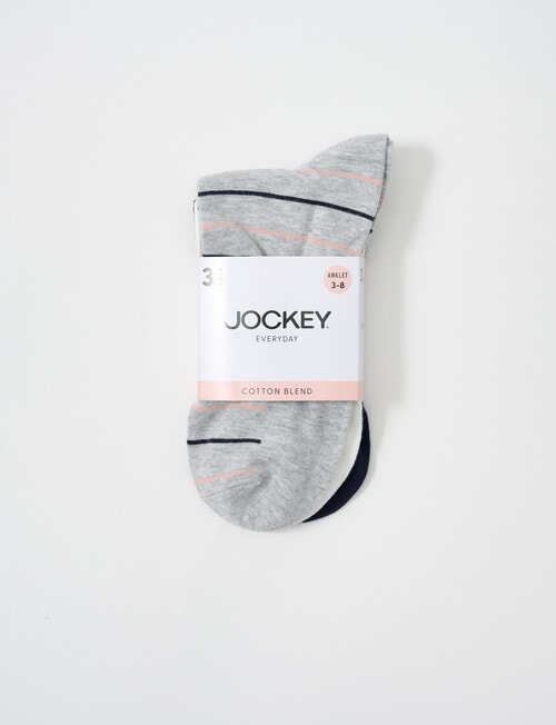 Jockey Woman Cotton Anklet Socks, 3- Pack, Grey, White & Mccool, 3-11 product photo View 02 L