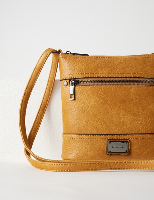 Pronta Moda Lucy Zip Crossbody Bag, Ochre product photo View 03 L